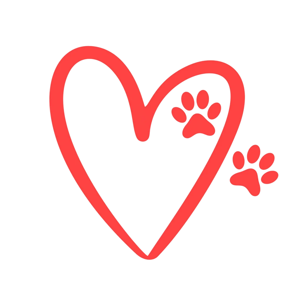 Create mammal paw print background with heart design vector