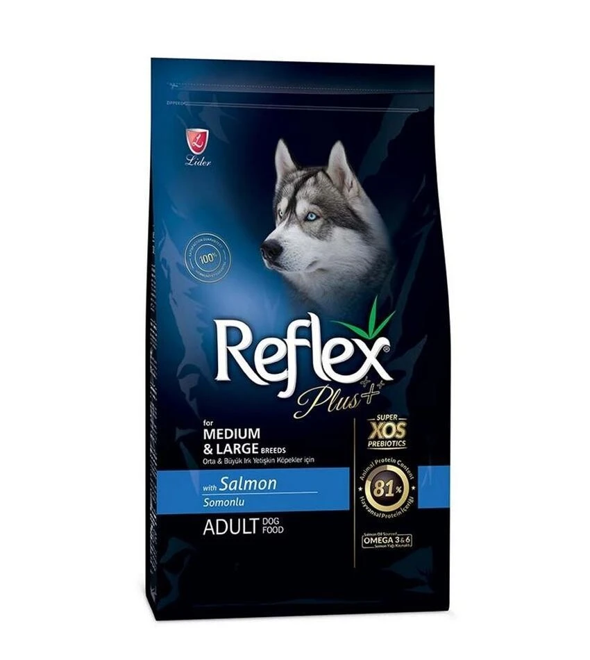 Reflex plus medium large adult salmon 15kg huge